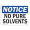 Signmission Safety Sign, OSHA Notice, 7" Height, Rigid Plastic, No Pure Solvents Sign, Landscape OS-NS-P-710-L-14768 - alternate 1